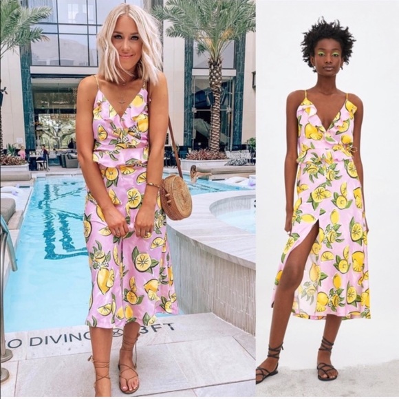 zara lemon print dress
